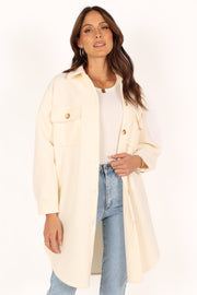 Petal and Pup USA Outerwear Elodie Double Pocket Shacket - Cream