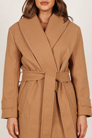 Petal and Pup USA OUTERWEAR Emersyn Tie Front Coat - Camel
