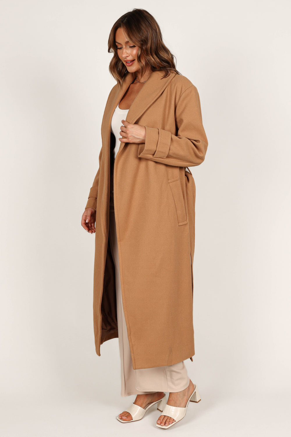 Emersyn Tie Front Coat - Camel - Petal & Pup USA