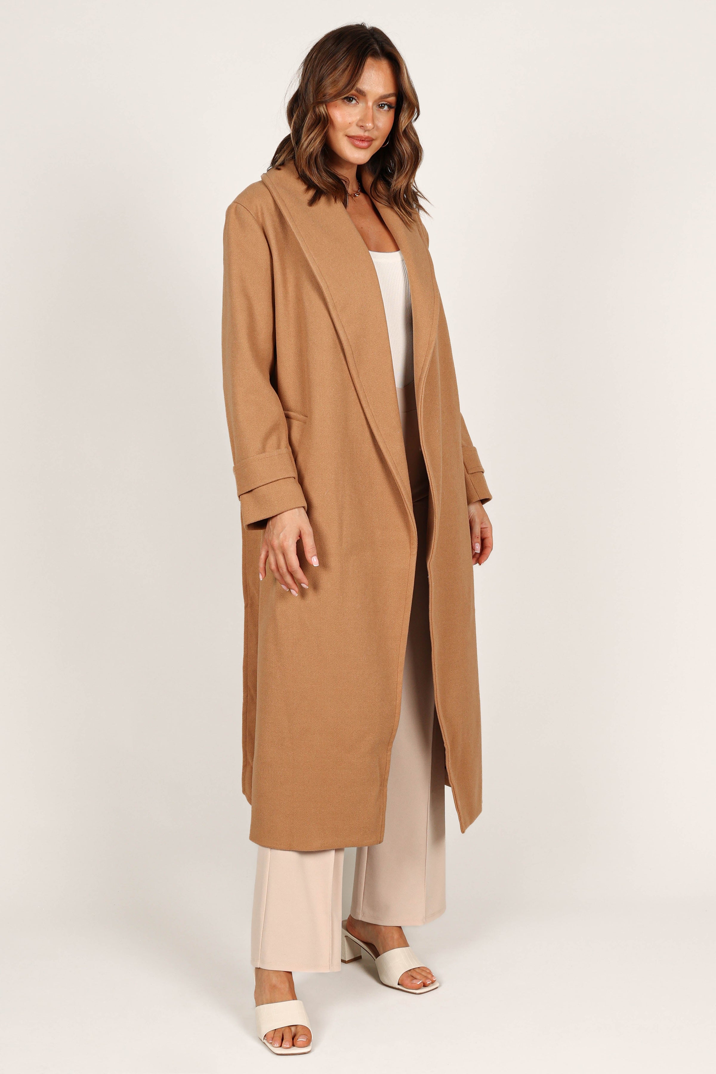 Petal and Pup USA OUTERWEAR Emersyn Tie Front Coat - Camel