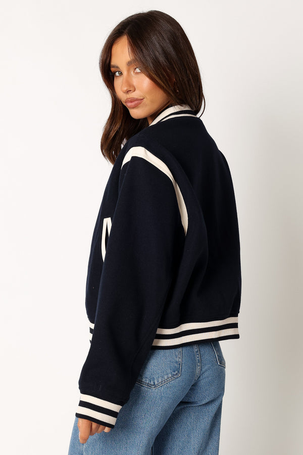 Petal and Pup USA OUTERWEAR Fallon Collegiate Bomber Jacket - Dark Indigo