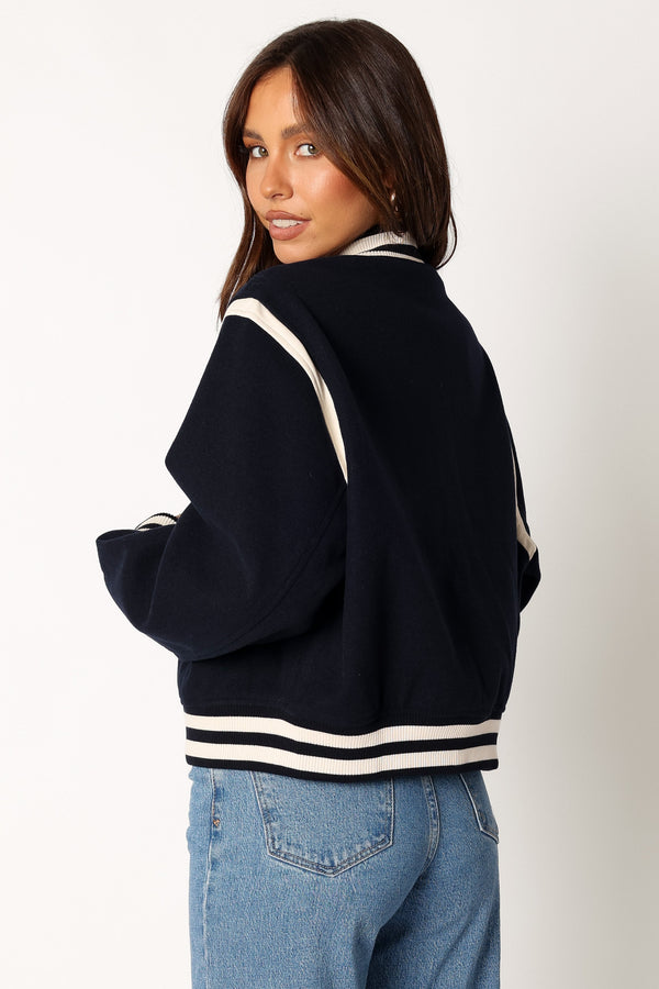 Petal and Pup USA OUTERWEAR Fallon Collegiate Bomber Jacket - Dark Indigo