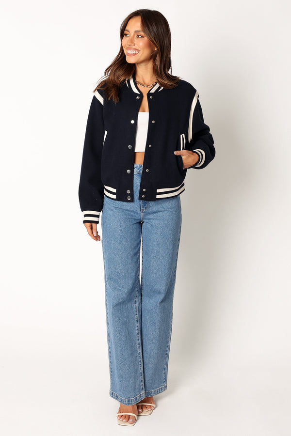 Petal and Pup USA OUTERWEAR Fallon Collegiate Bomber Jacket - Dark Indigo