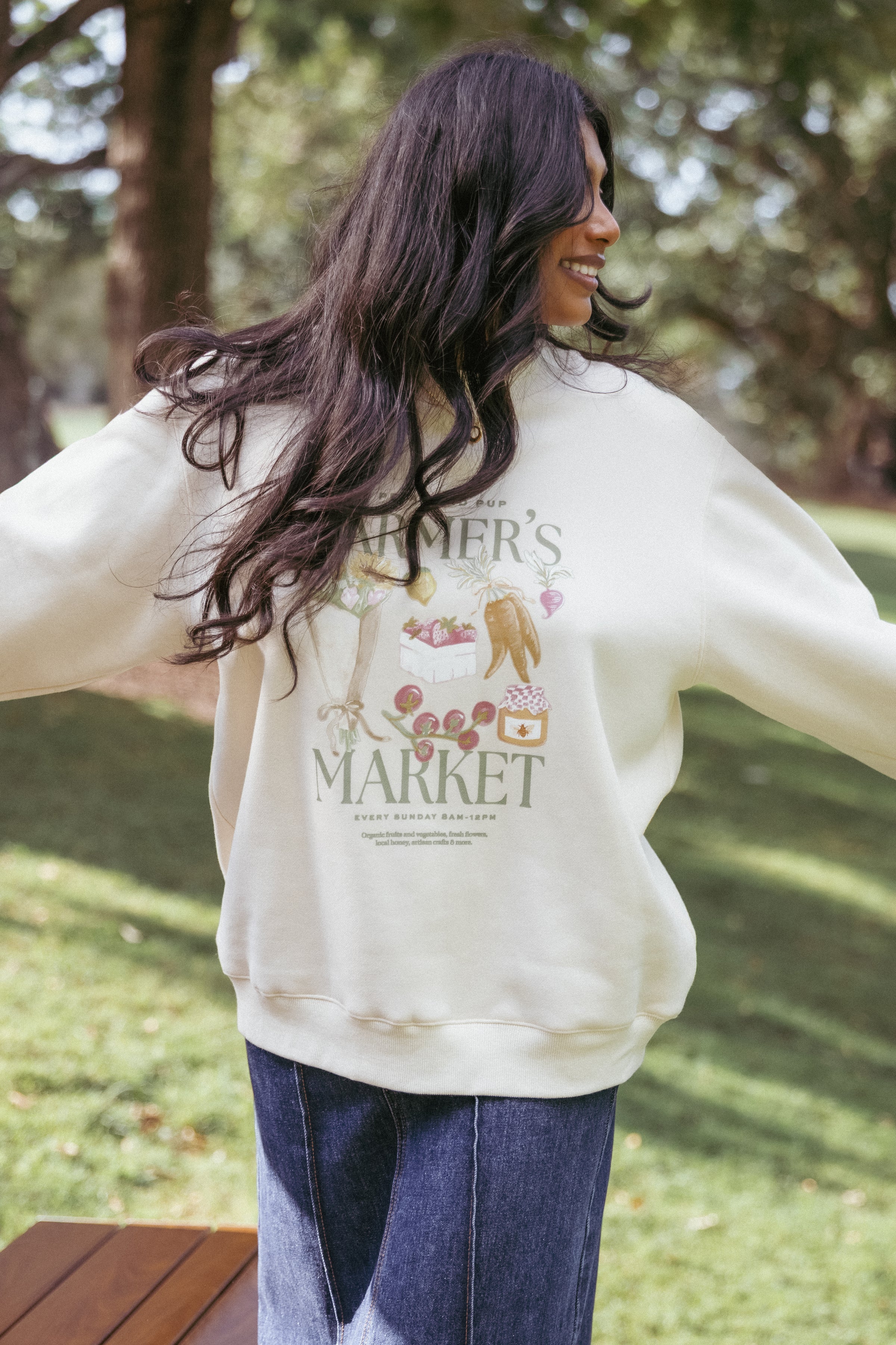 Petal and Pup USA OUTERWEAR Farmers Market Sweatshirt - Cream