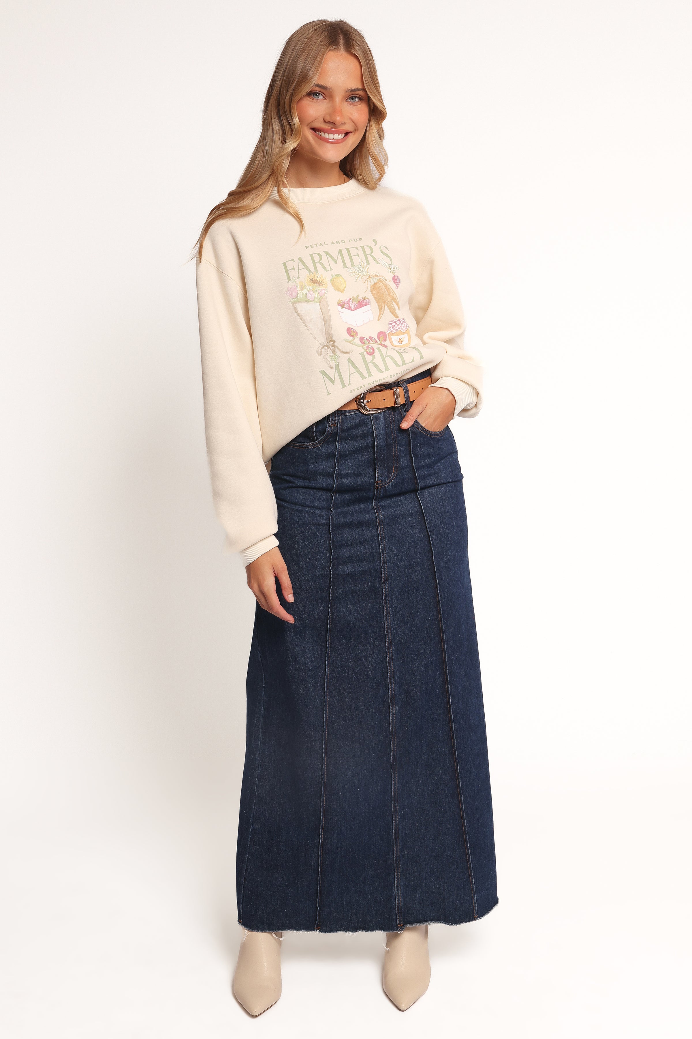 Petal and Pup USA OUTERWEAR Farmers Market Sweatshirt - Cream