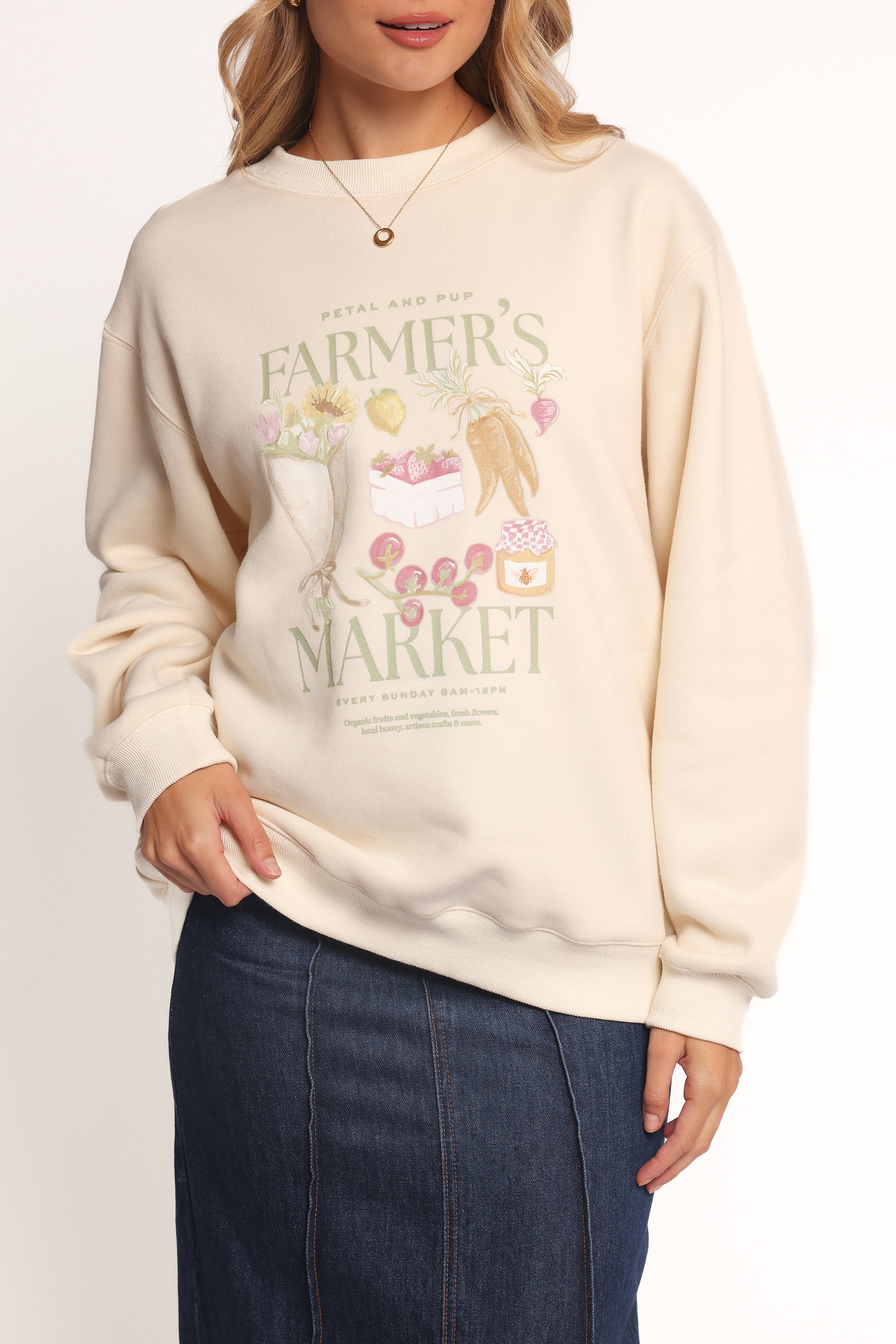 Petal and Pup USA OUTERWEAR Farmers Market Sweatshirt - Cream