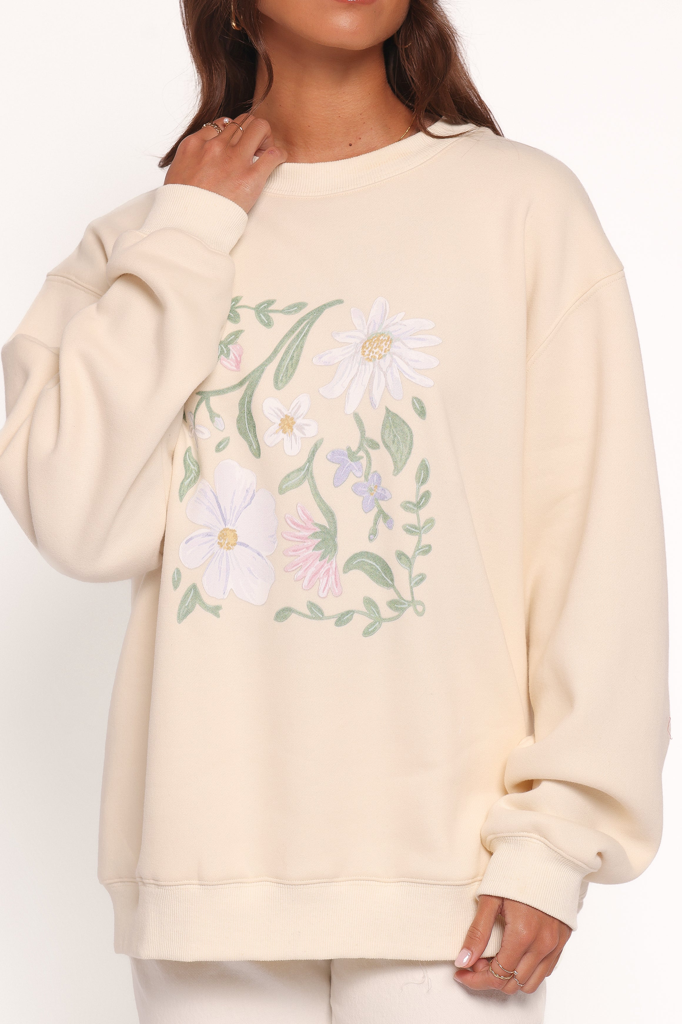 Petal and Pup USA OUTERWEAR Flower Garden Graphic Sweatshirt - Cream