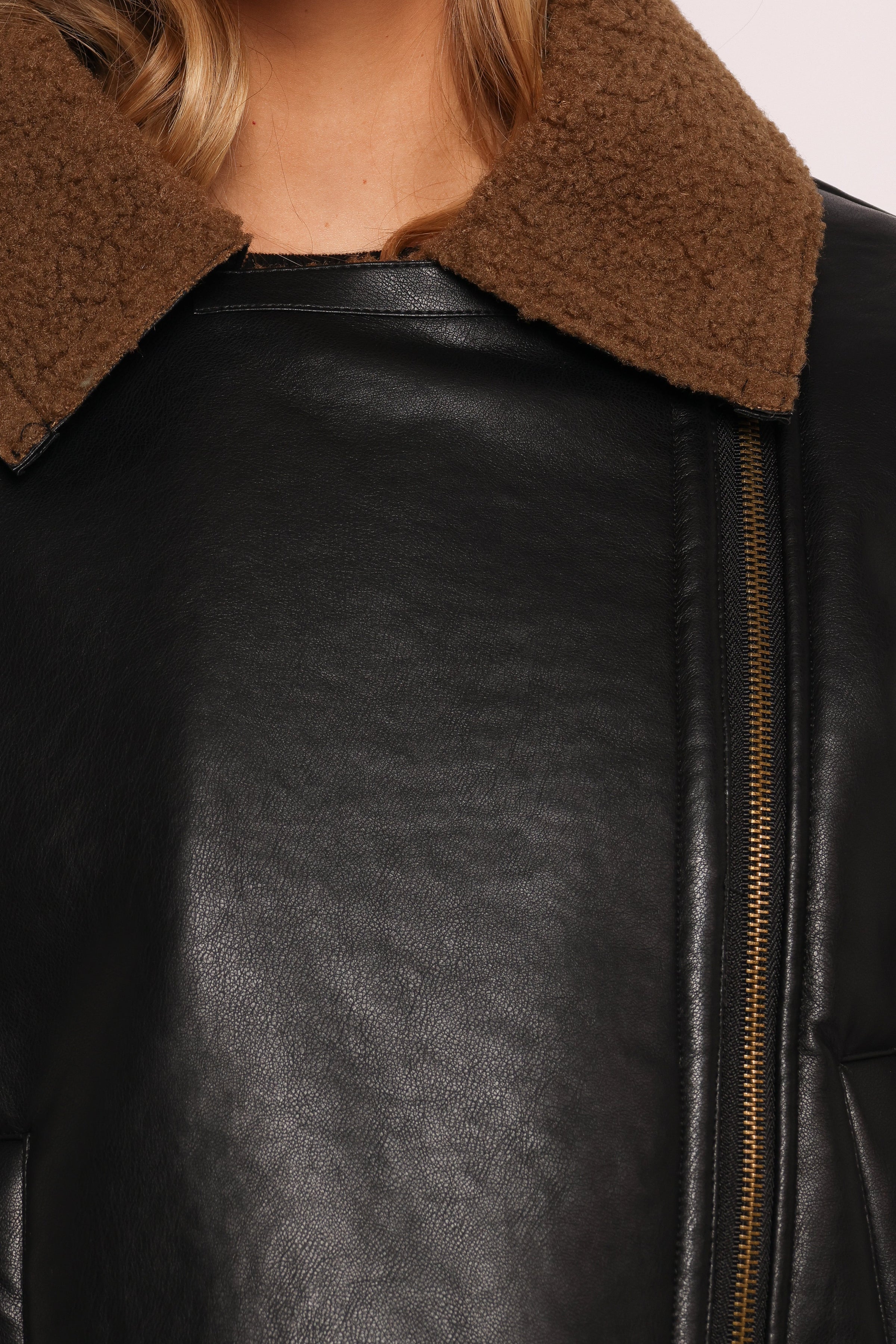 Petal and Pup USA OUTERWEAR Folk Faux Leather Jacket - Black/Brown