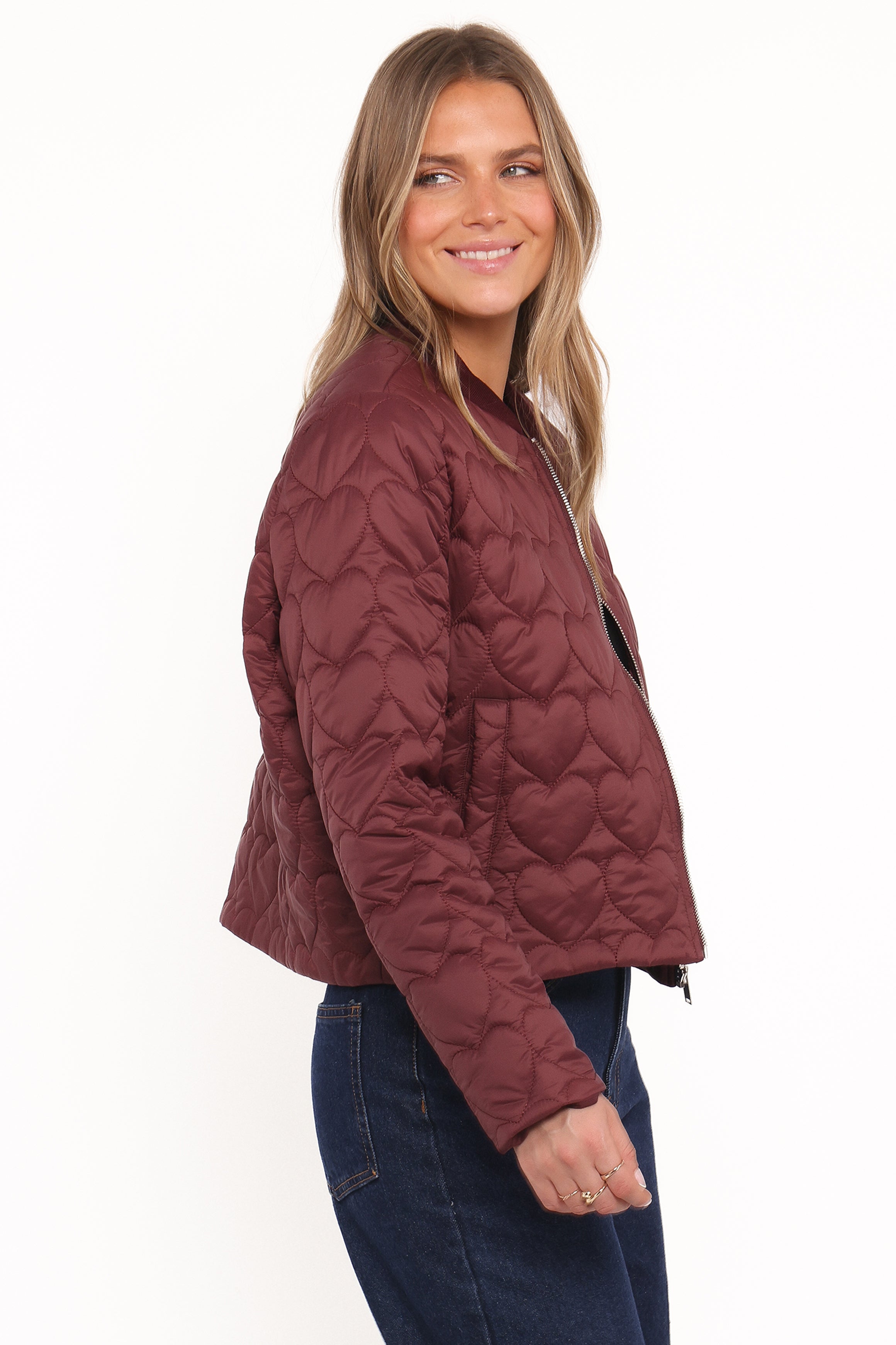 Petal and Pup USA OUTERWEAR Genevieve Quilted Bomber - Cherry