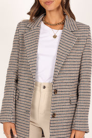 Petal and Pup USA OUTERWEAR Genevieve Small Plaid Blazer - Brown