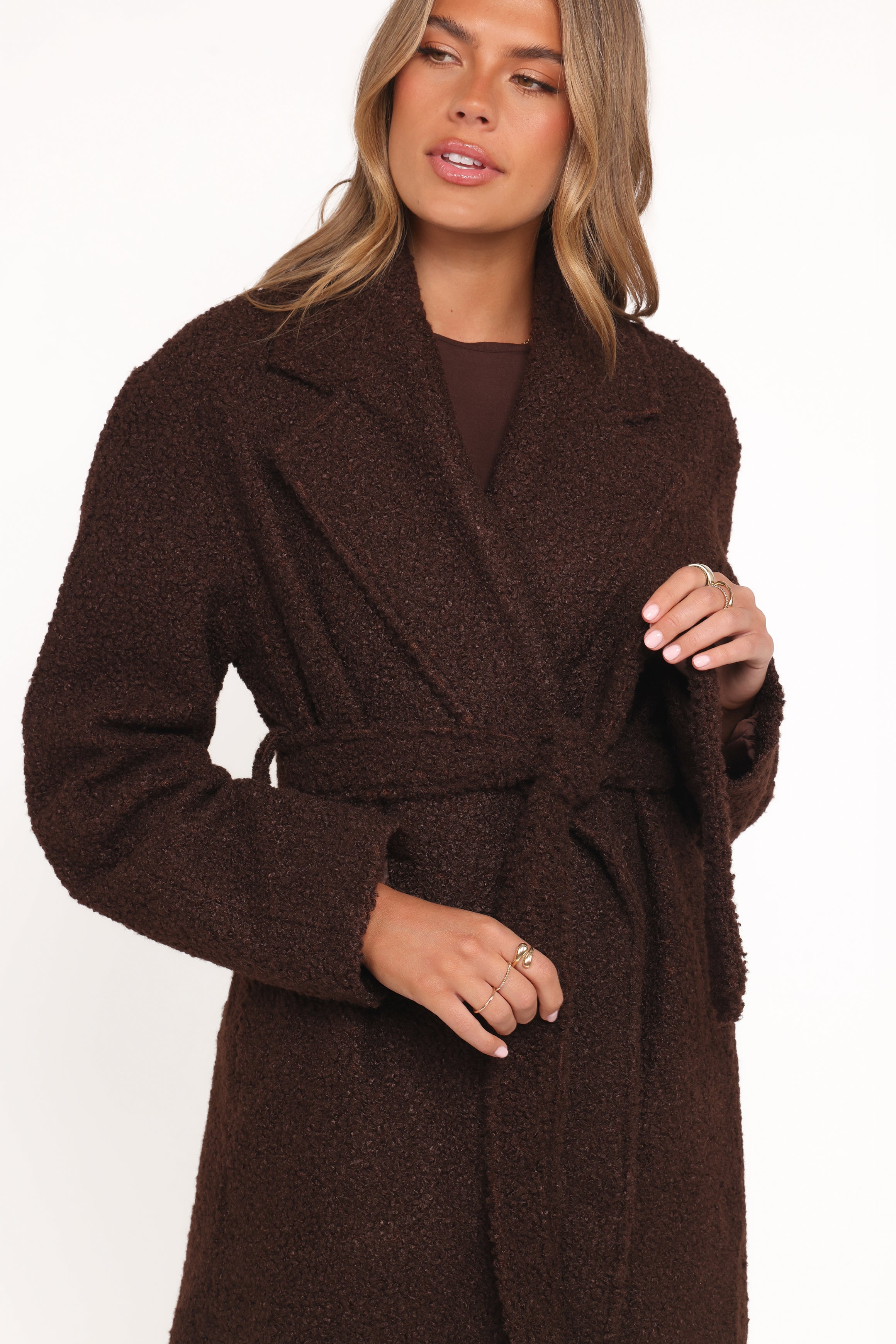 Petal and Pup USA OUTERWEAR Goodie Shearling Coat - Chocolate
