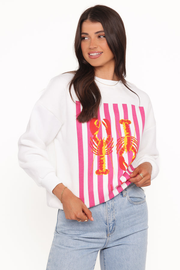 Petal and Pup USA OUTERWEAR Goodwin Lobster Sweatshirt - White