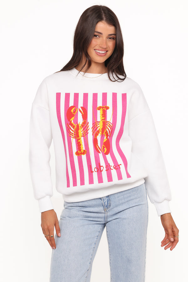 Petal and Pup USA OUTERWEAR Goodwin Lobster Sweatshirt - White