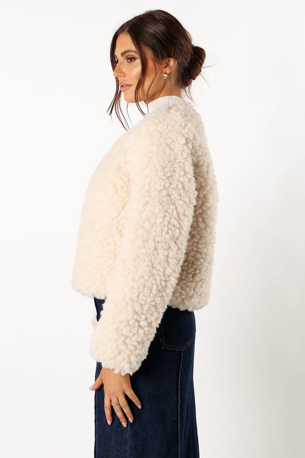 Petal and Pup USA OUTERWEAR Haisley Faux Fur Jacket - Cream