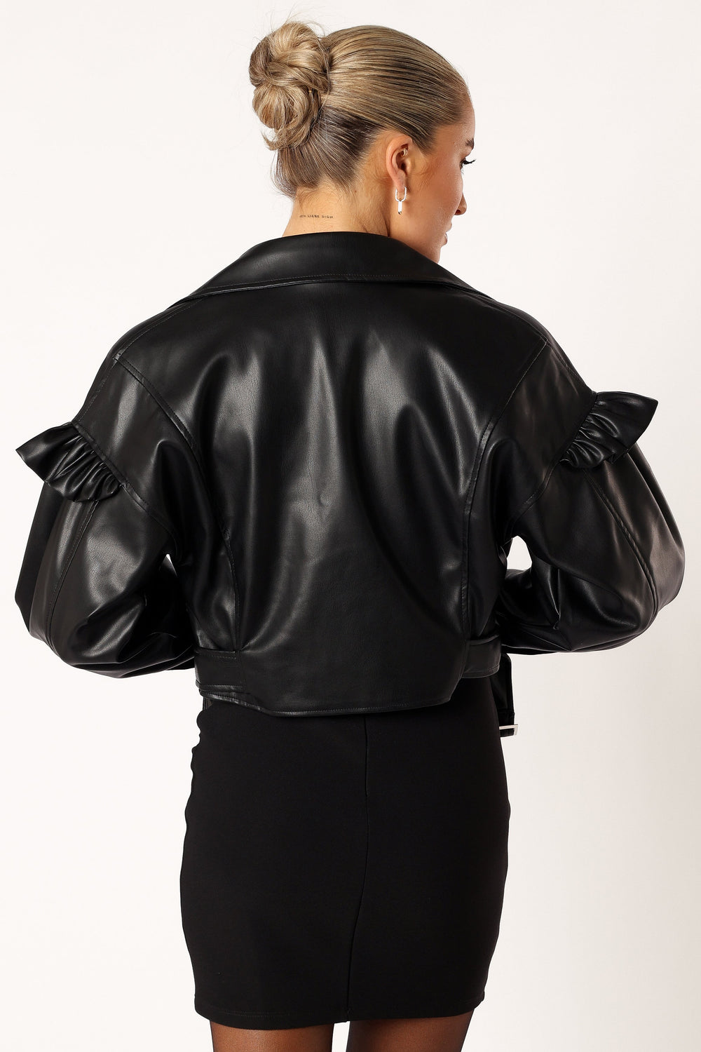 レザージャケット黒ブラックJILTU  petit frill leather jacket