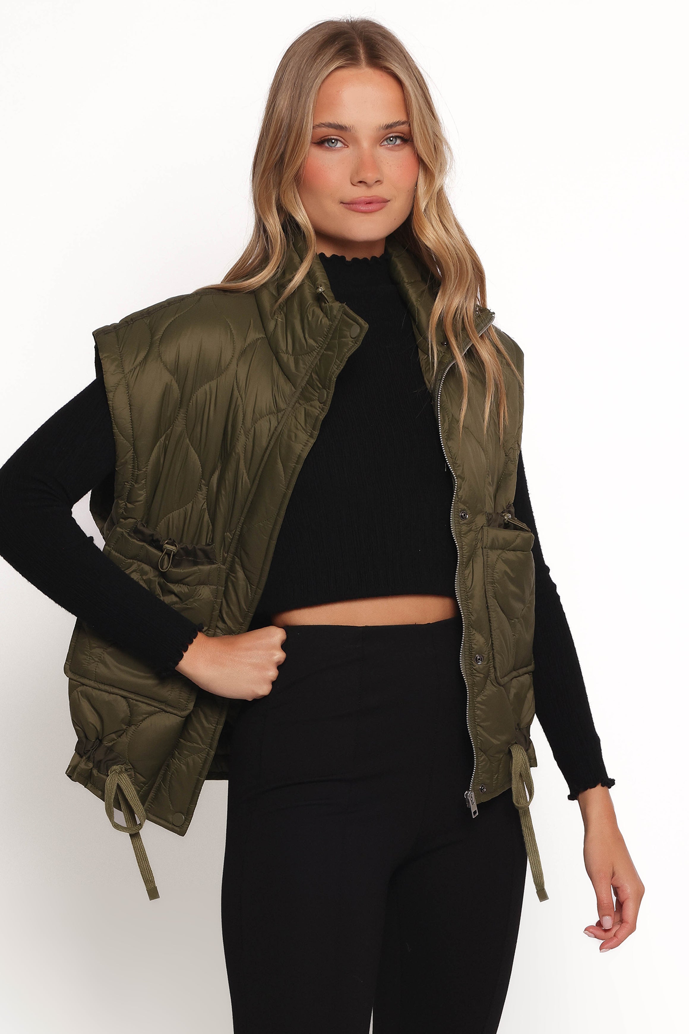 Petal and Pup USA OUTERWEAR Haven Zip Front Puff Vest - Olive (Hold for Rack)