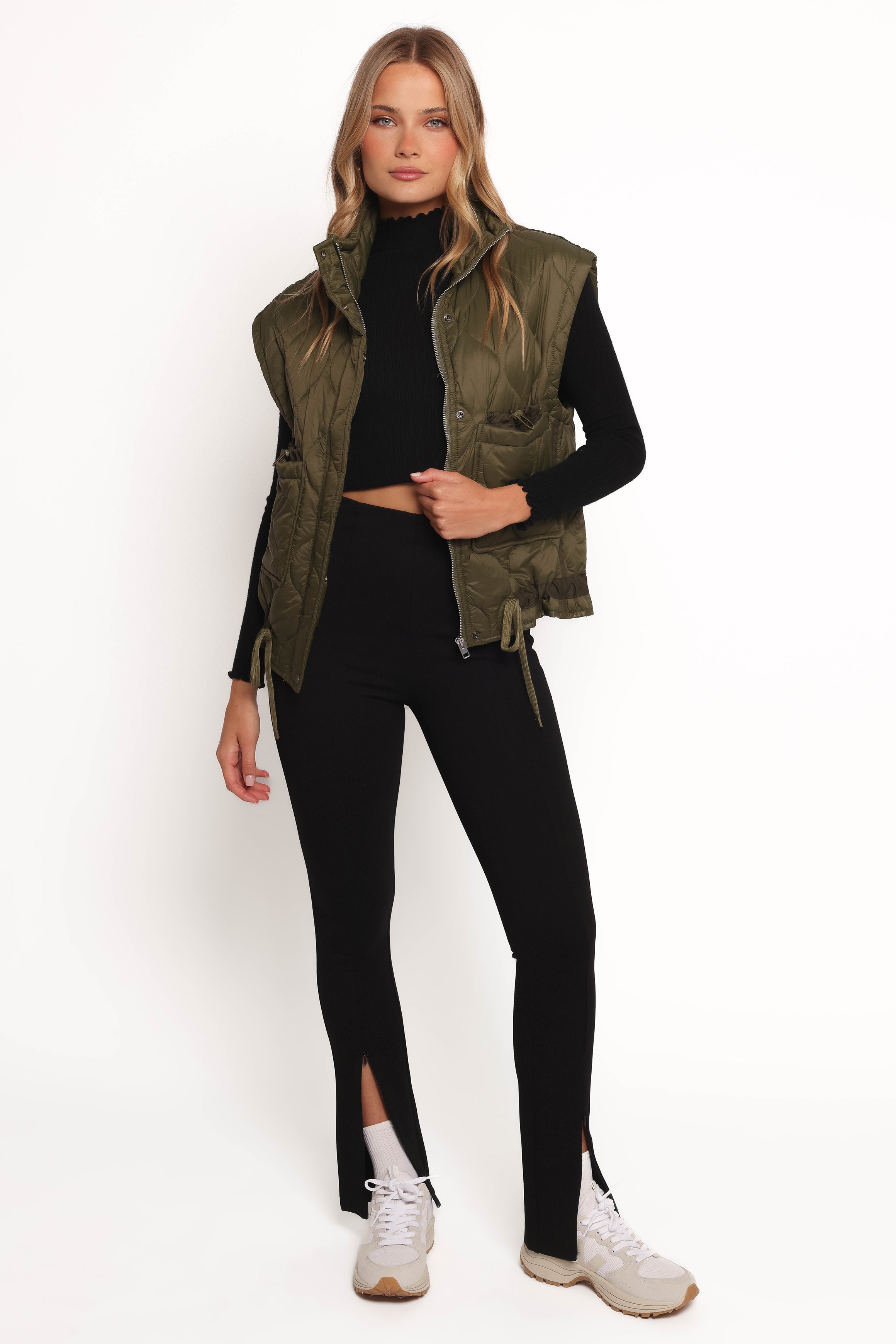 Petal and Pup USA OUTERWEAR Haven Zip Front Puff Vest - Olive (Hold for Rack)