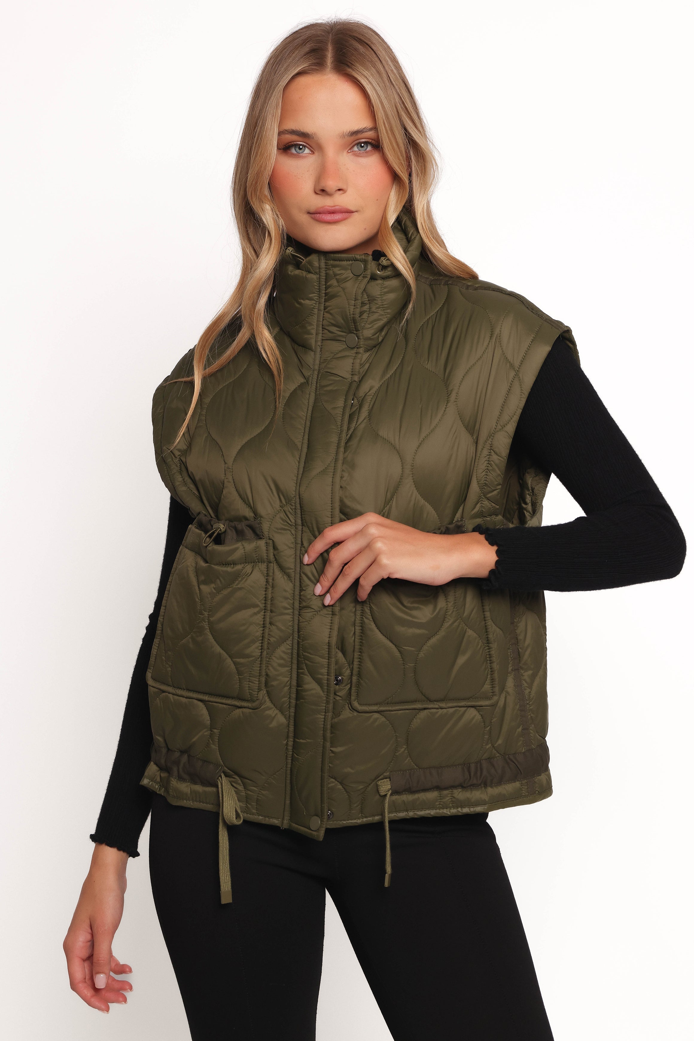 Petal and Pup USA OUTERWEAR Haven Zip Front Puff Vest - Olive (Hold for Rack)