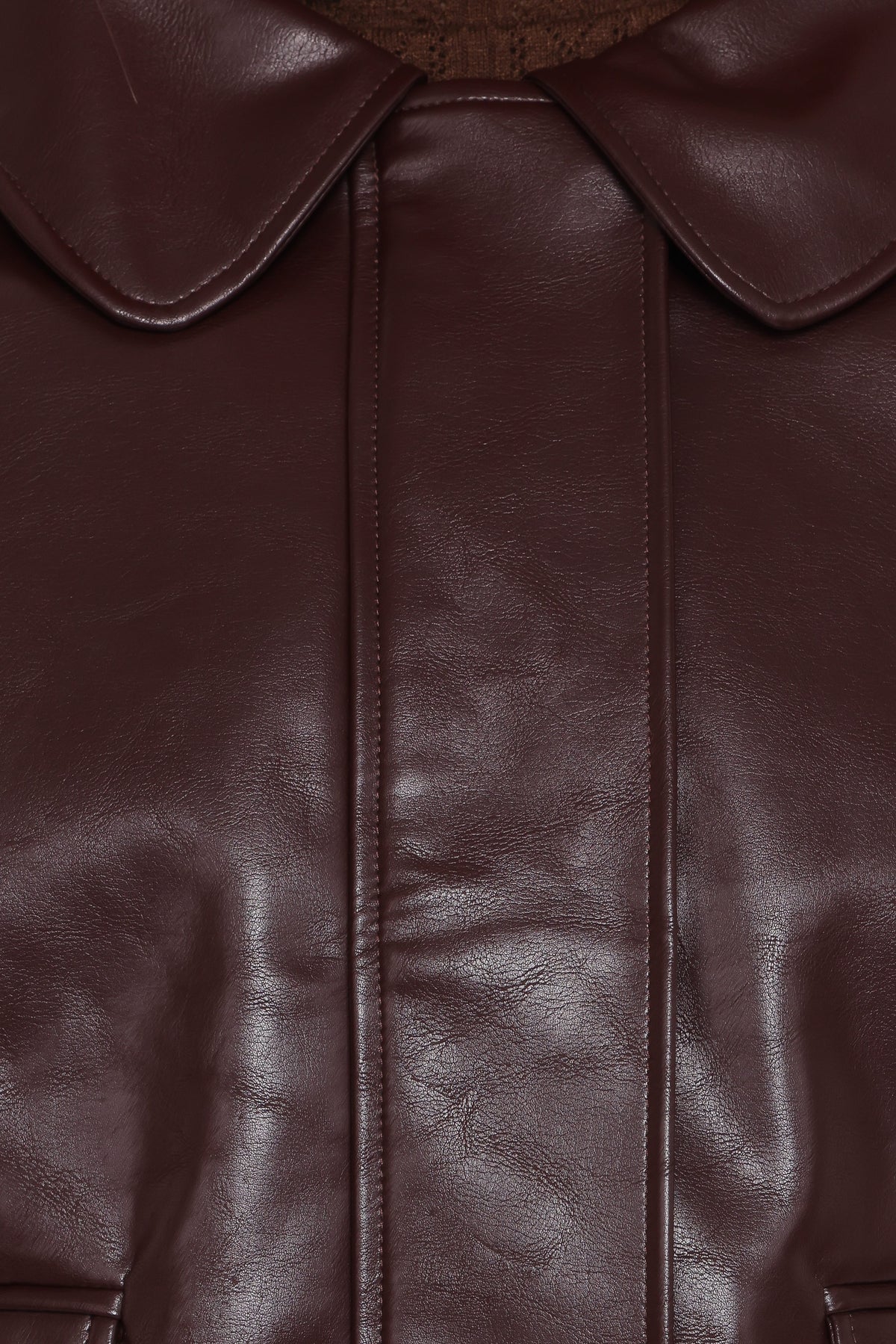 Petal and Pup USA OUTERWEAR Haylie Crop Faux Leather Jacket - Burgundy