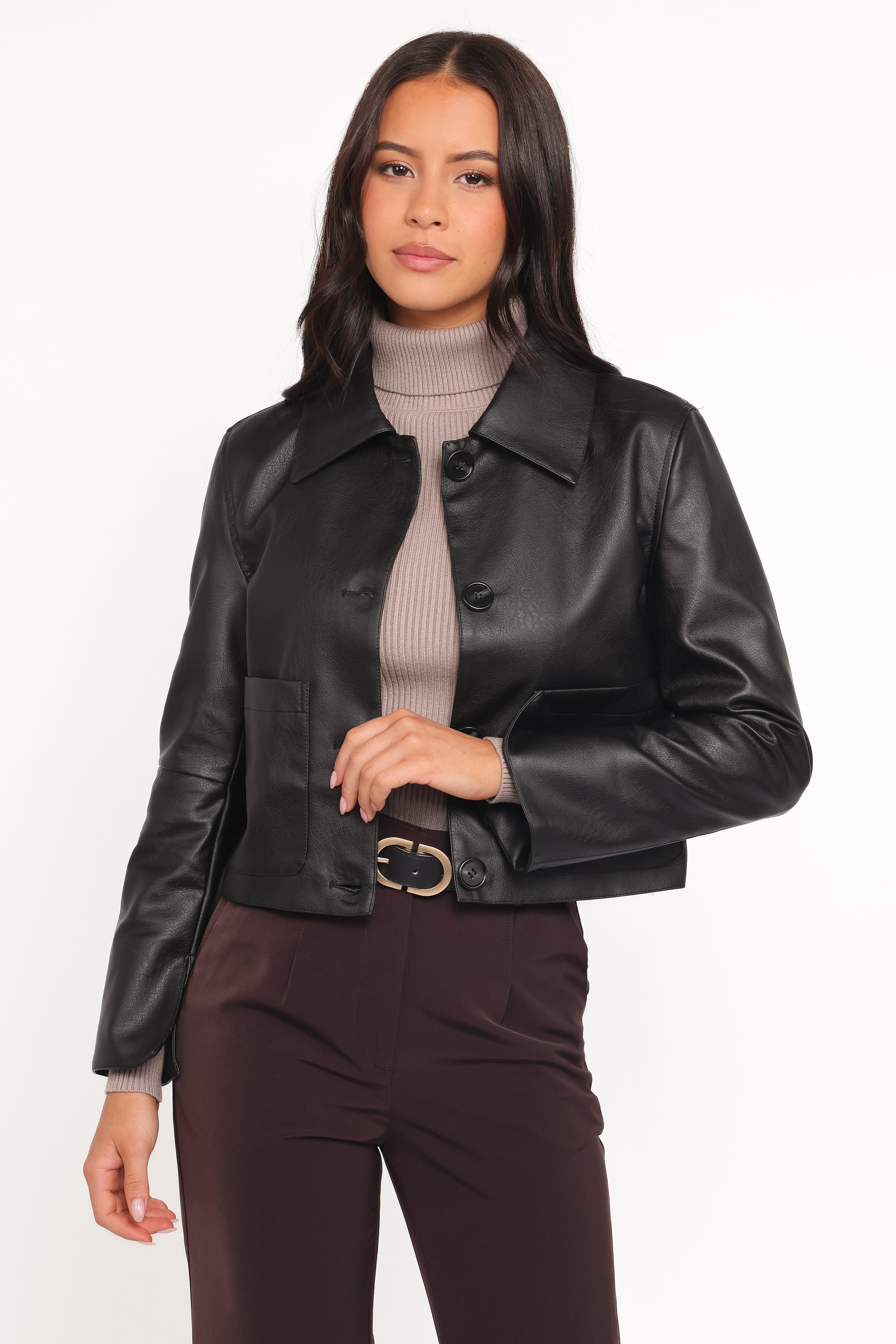 Jamie Faux Leather Blazer - Black | Petal & Pup USA