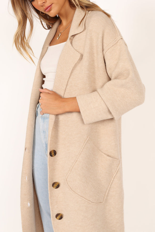 Petal and Pup USA OUTERWEAR Ivy Button Front Coatigan - Oatmeal