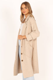 Petal and Pup USA OUTERWEAR Ivy Button Front Coatigan - Oatmeal