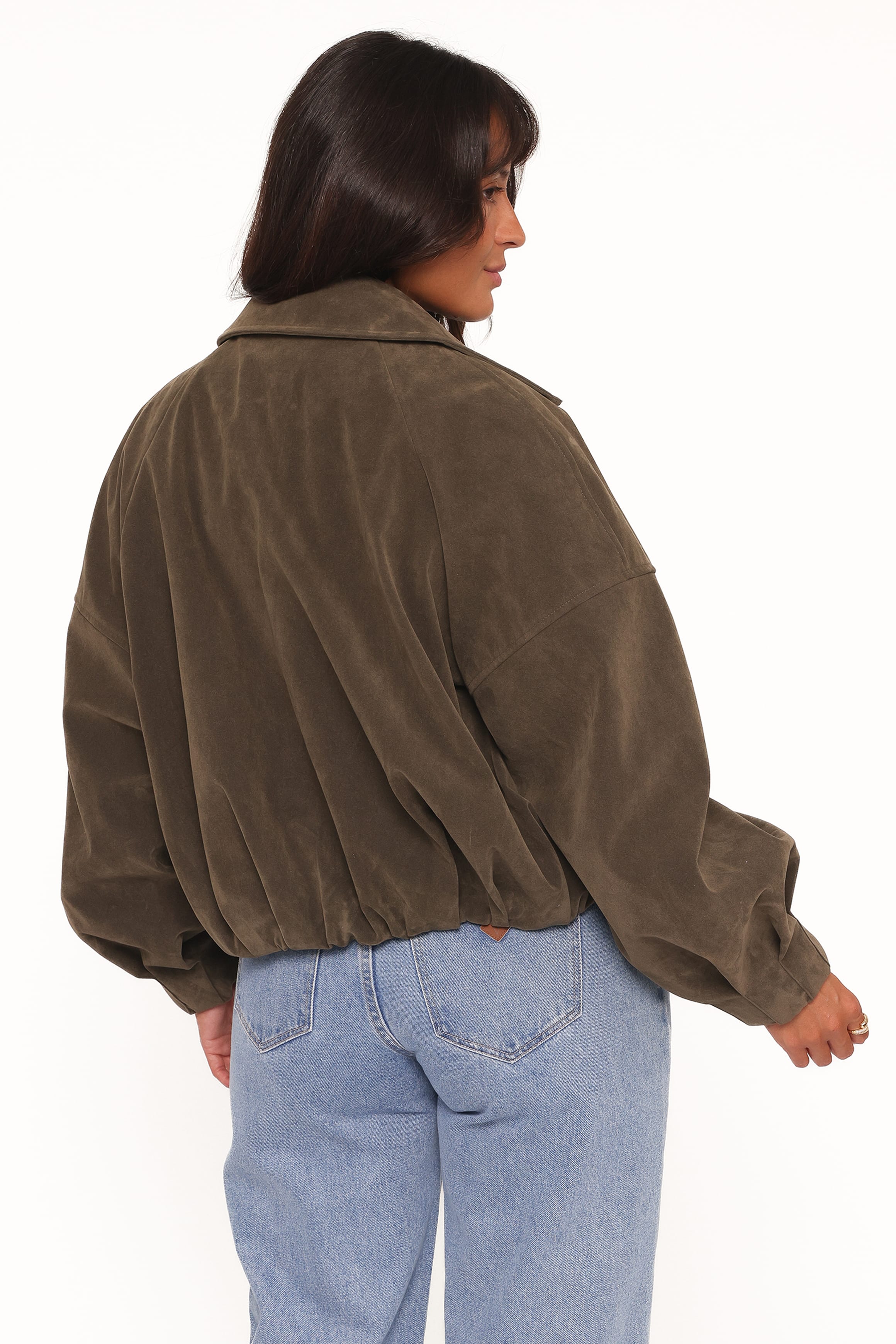 Petal and Pup USA OUTERWEAR Jensen Faux Suede Bomber Jacket - Olive