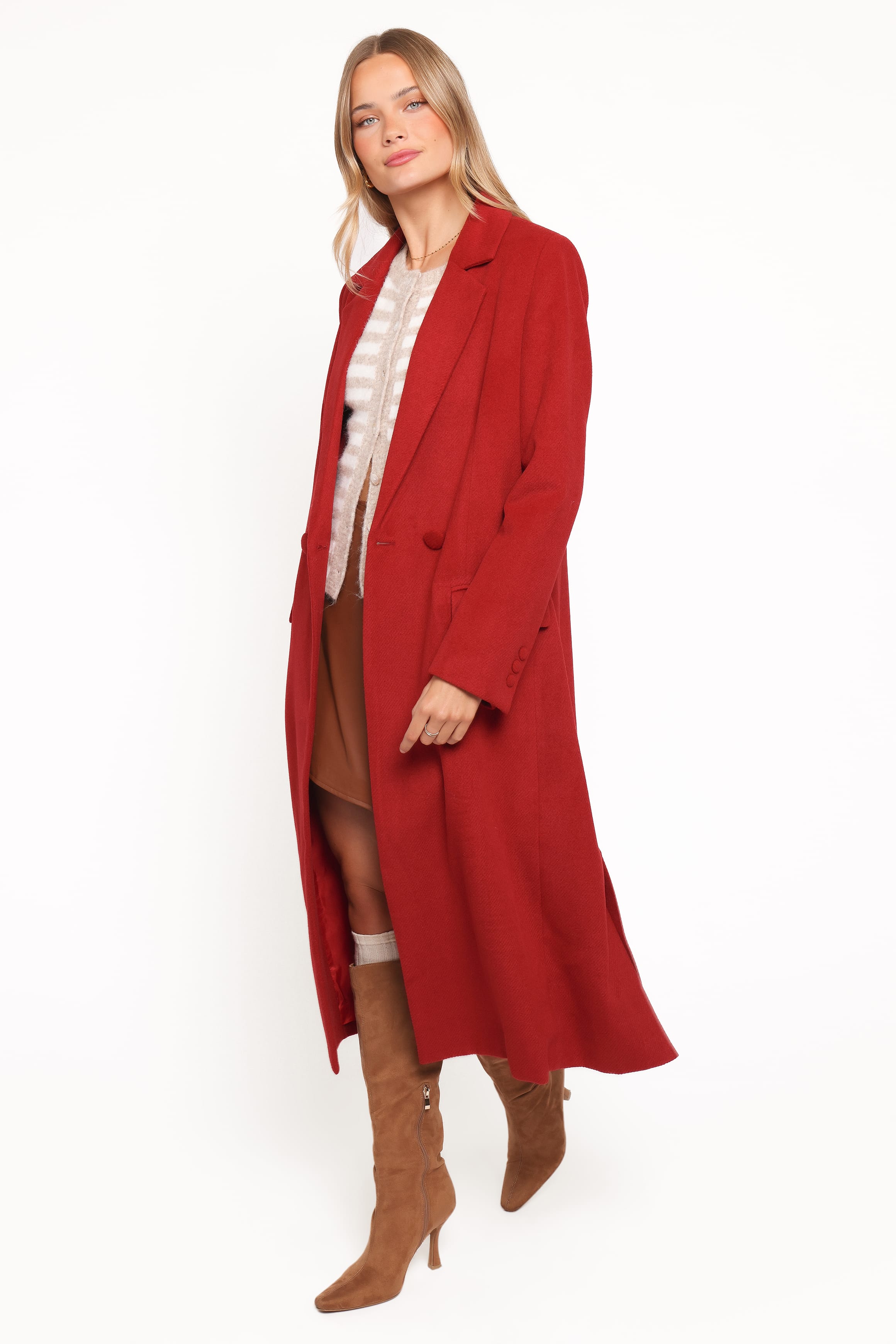 Petal and Pup USA OUTERWEAR Jett Long Blazer Coat - Red