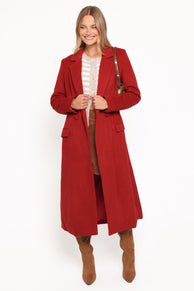 Petal and Pup USA OUTERWEAR Jett Long Blazer Coat - Red