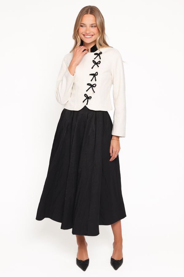 Petal and Pup USA OUTERWEAR Jorah Twill Cropped Bow Jacket - Cream