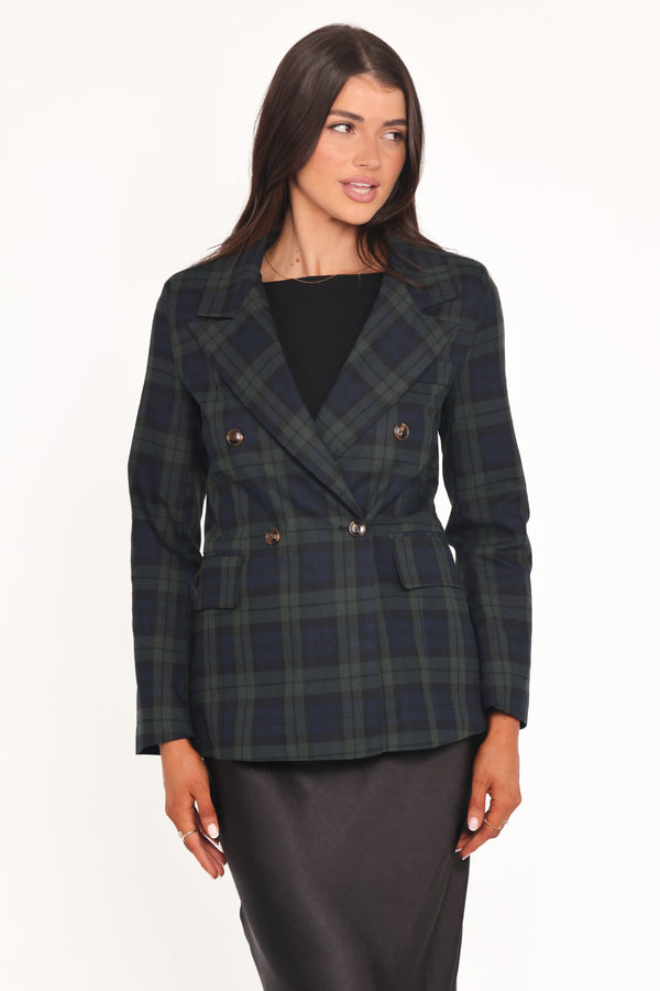 Petal and Pup USA OUTERWEAR Juliette Blazer - Green Plaid