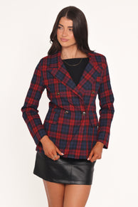 Petal and Pup USA OUTERWEAR Juliette Blazer - Red Plaid