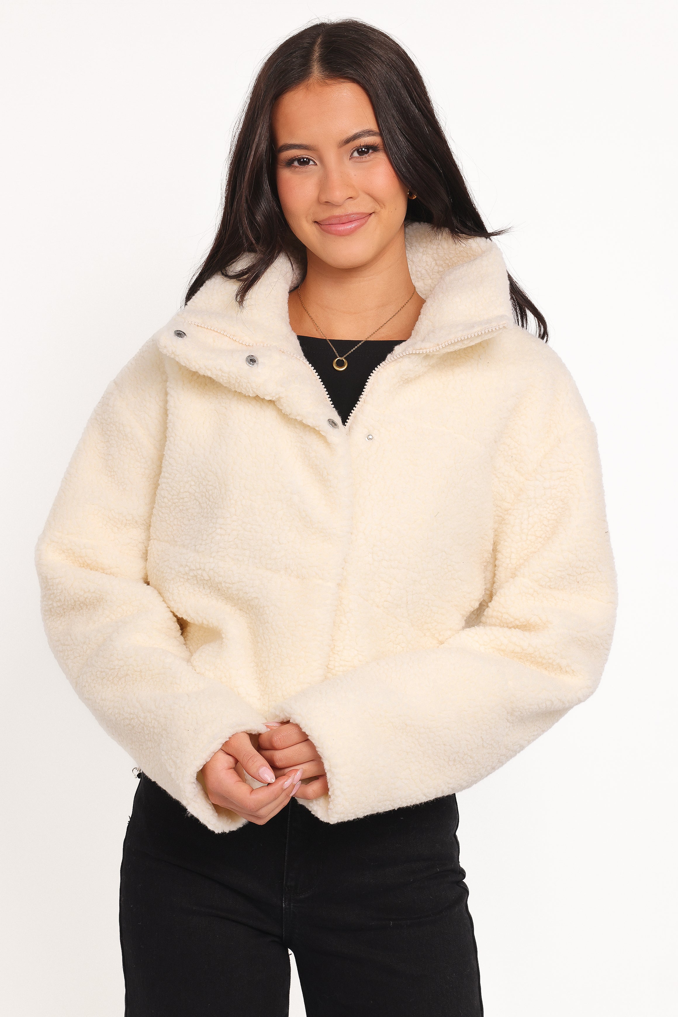 Petal and Pup USA OUTERWEAR Katerina Fleece Puffer - White