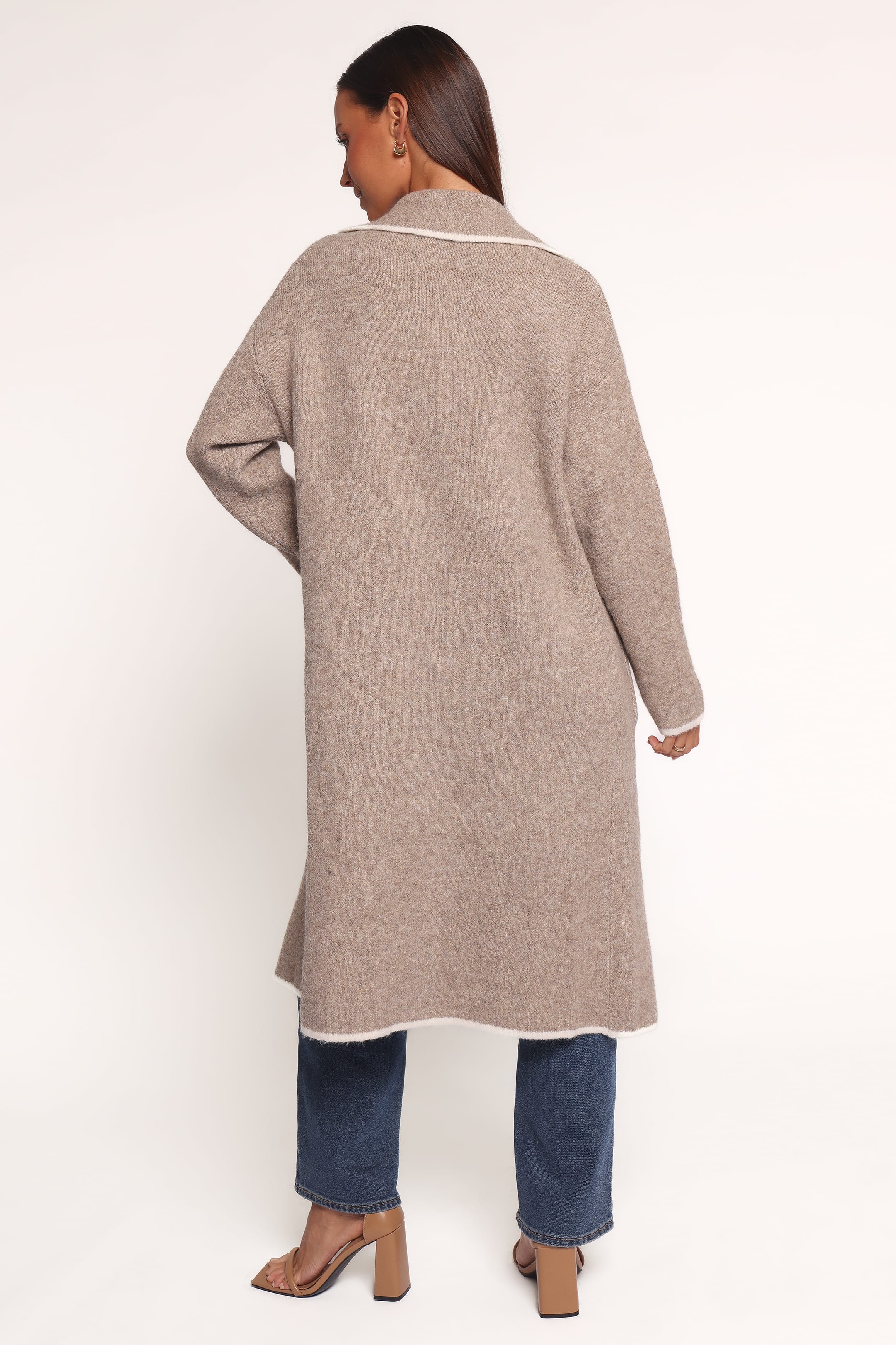 Petal and Pup USA OUTERWEAR Katia Contrast Trim Coatigan - Beige