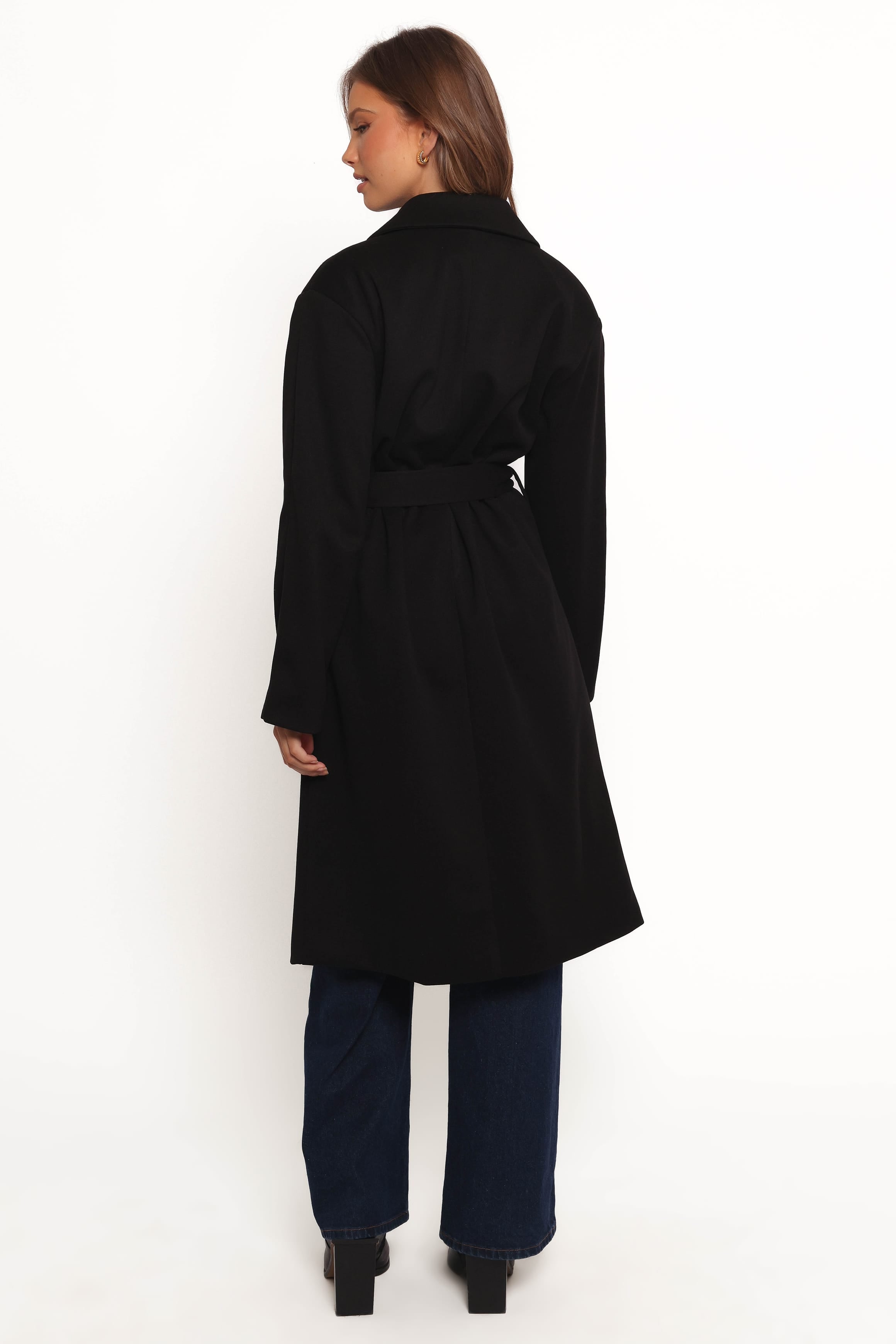 Petal and Pup USA OUTERWEAR Kloss Tie Front Long Coat - Black