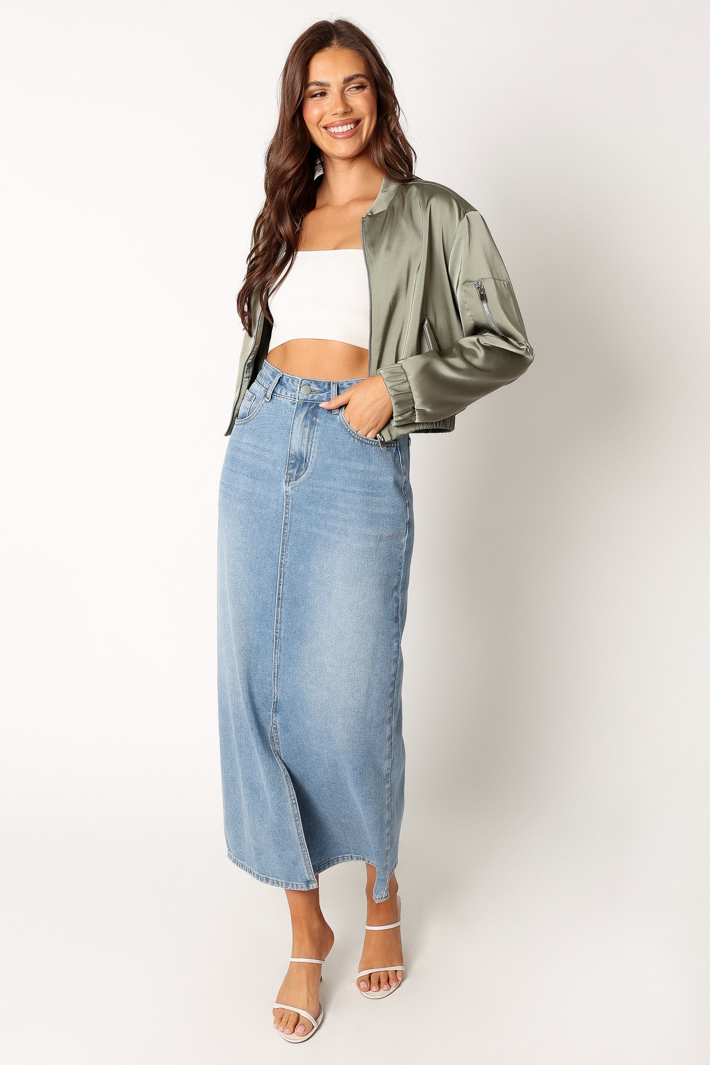 Petal and Pup USA OUTERWEAR Kyra Bomber Jacket - Sage