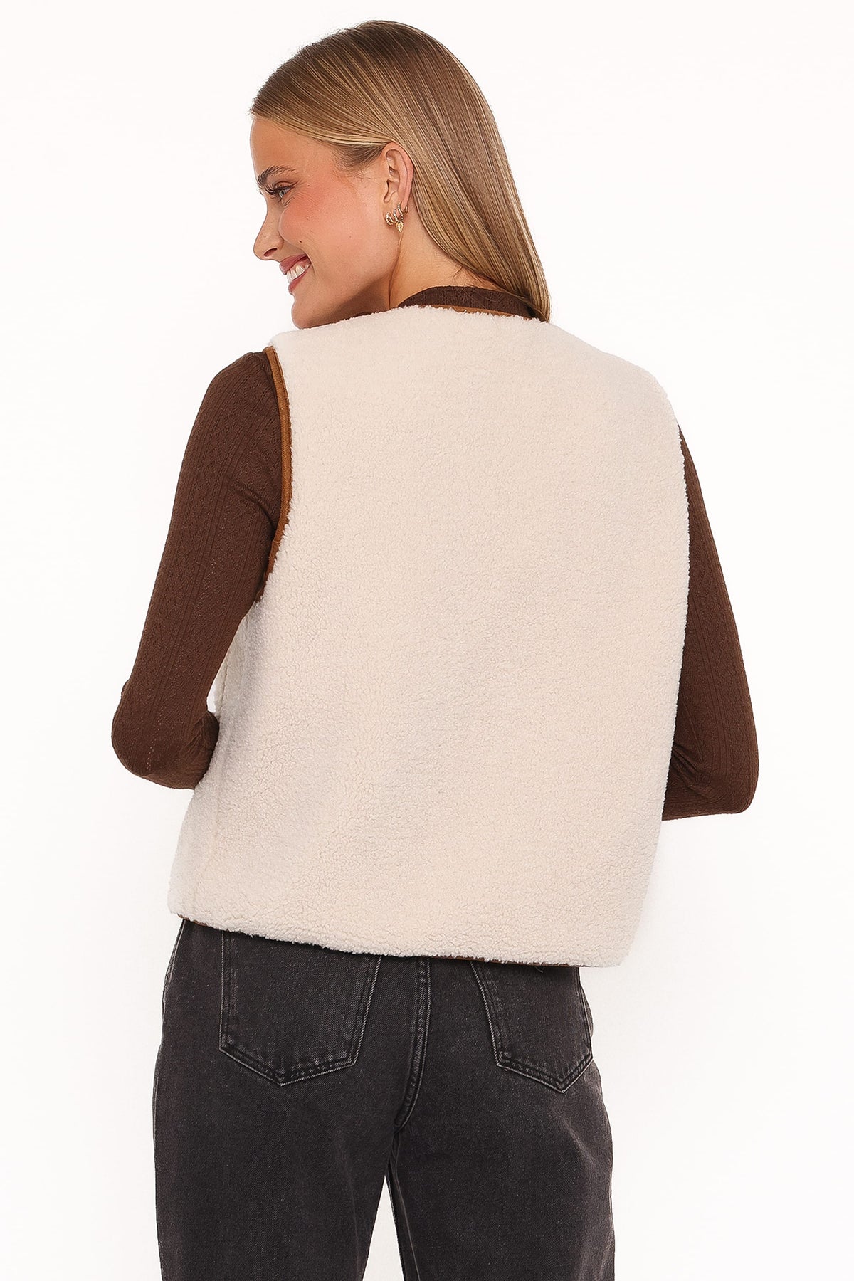 Petal and Pup USA OUTERWEAR Laila Tie Front Vest - Cream Shearling