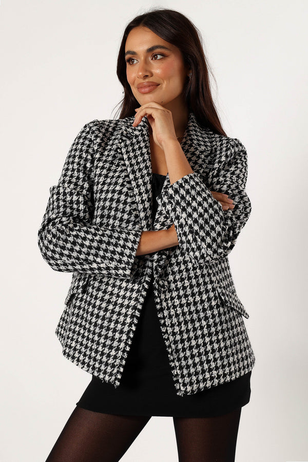 Petal and Pup USA OUTERWEAR Leighton Houndstooth Blazer - Cream