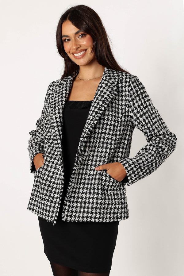 Petal and Pup USA OUTERWEAR Leighton Houndstooth Blazer - Cream