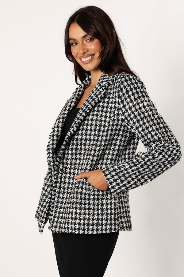 Petal and Pup USA OUTERWEAR Leighton Houndstooth Blazer - Cream