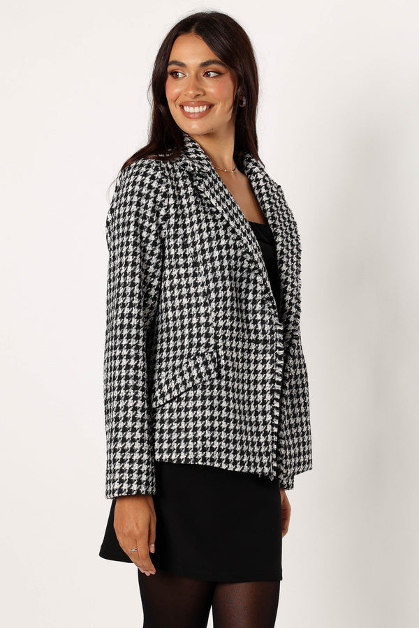 Petal and Pup USA OUTERWEAR Leighton Houndstooth Blazer - Cream