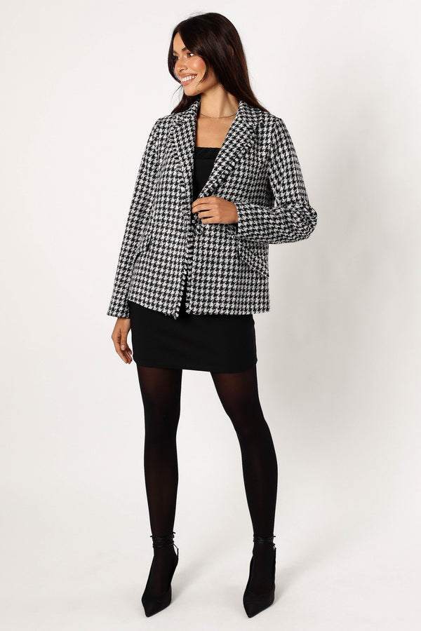 Petal and Pup USA OUTERWEAR Leighton Houndstooth Blazer - Cream