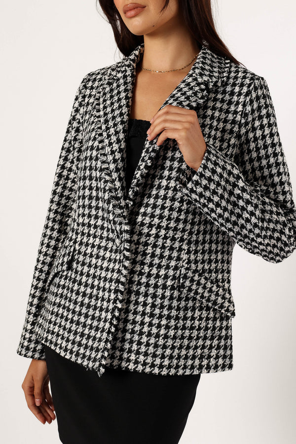 Petal and Pup USA OUTERWEAR Leighton Houndstooth Blazer - Cream