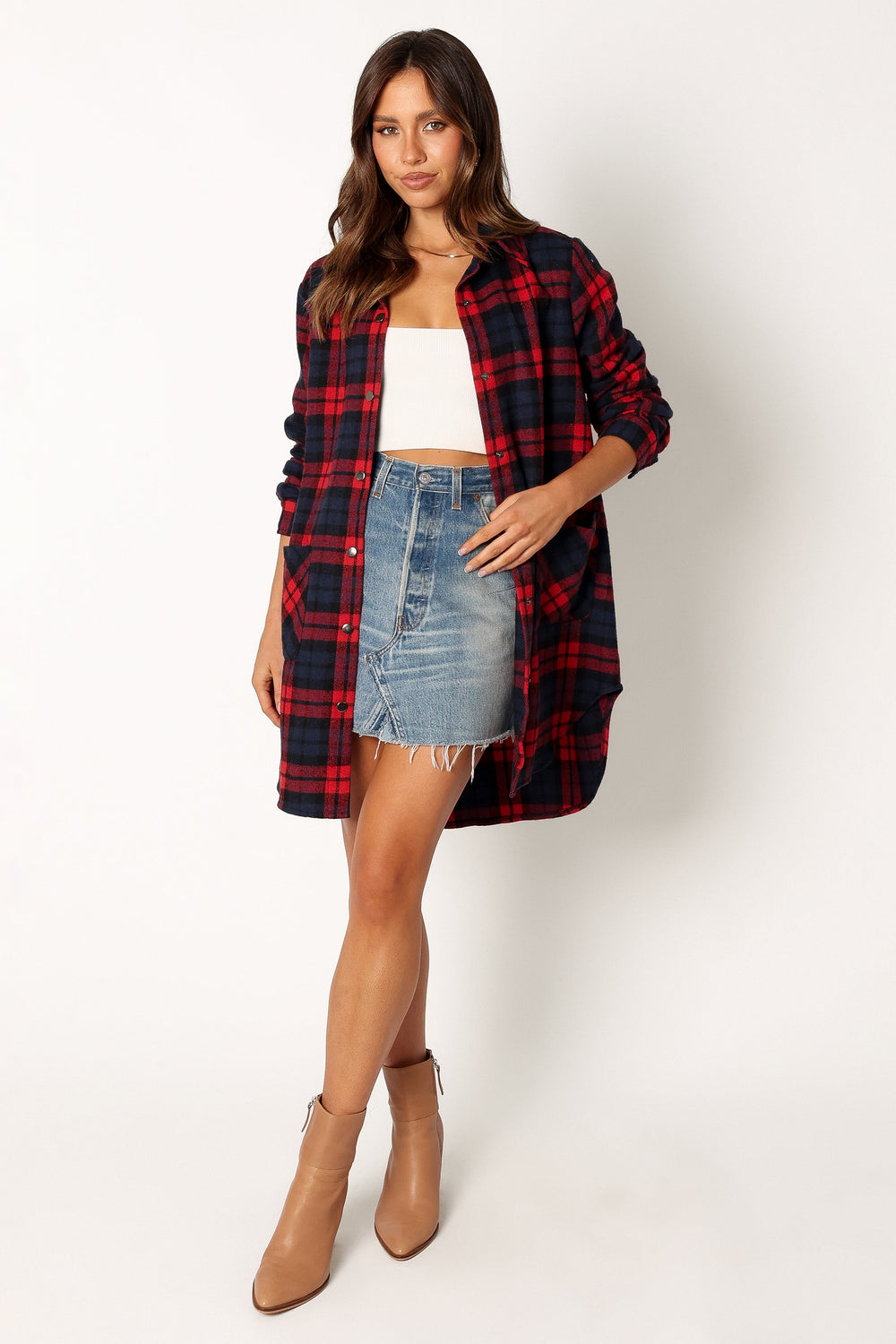 Petal and Pup USA OUTERWEAR Lilith Plaid Shacket - Red