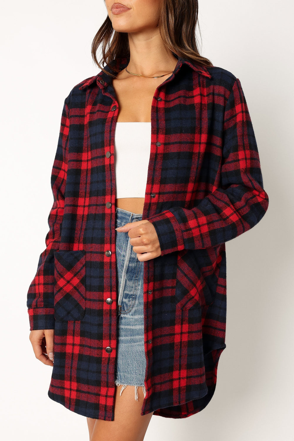 Petal and Pup USA OUTERWEAR Lilith Plaid Shacket - Red