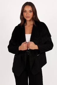 Petal and Pup USA OUTERWEAR Lopez Faux Sherling Jacket - Black