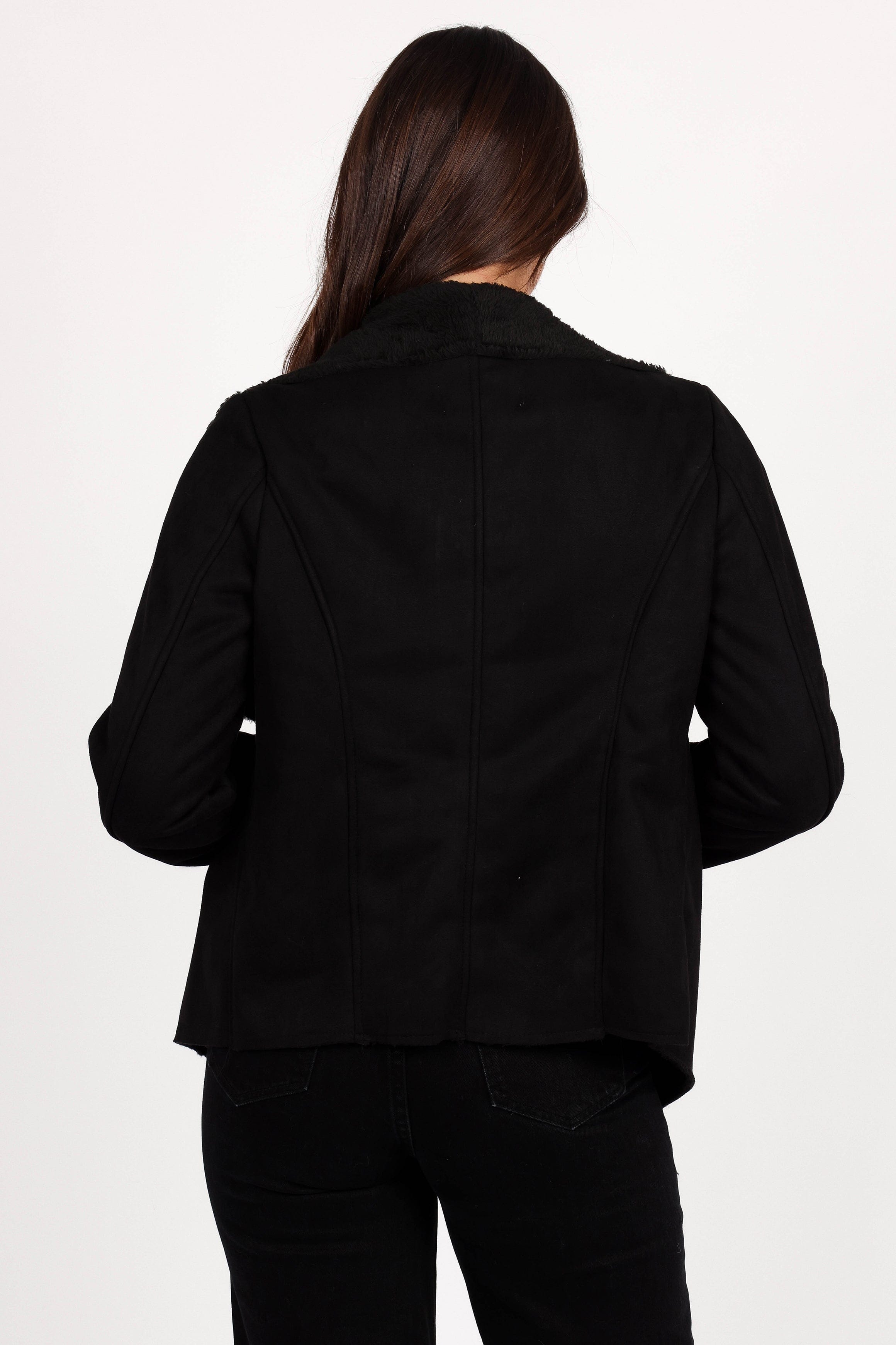 Petal and Pup USA OUTERWEAR Lopez Faux Sherling Jacket - Black