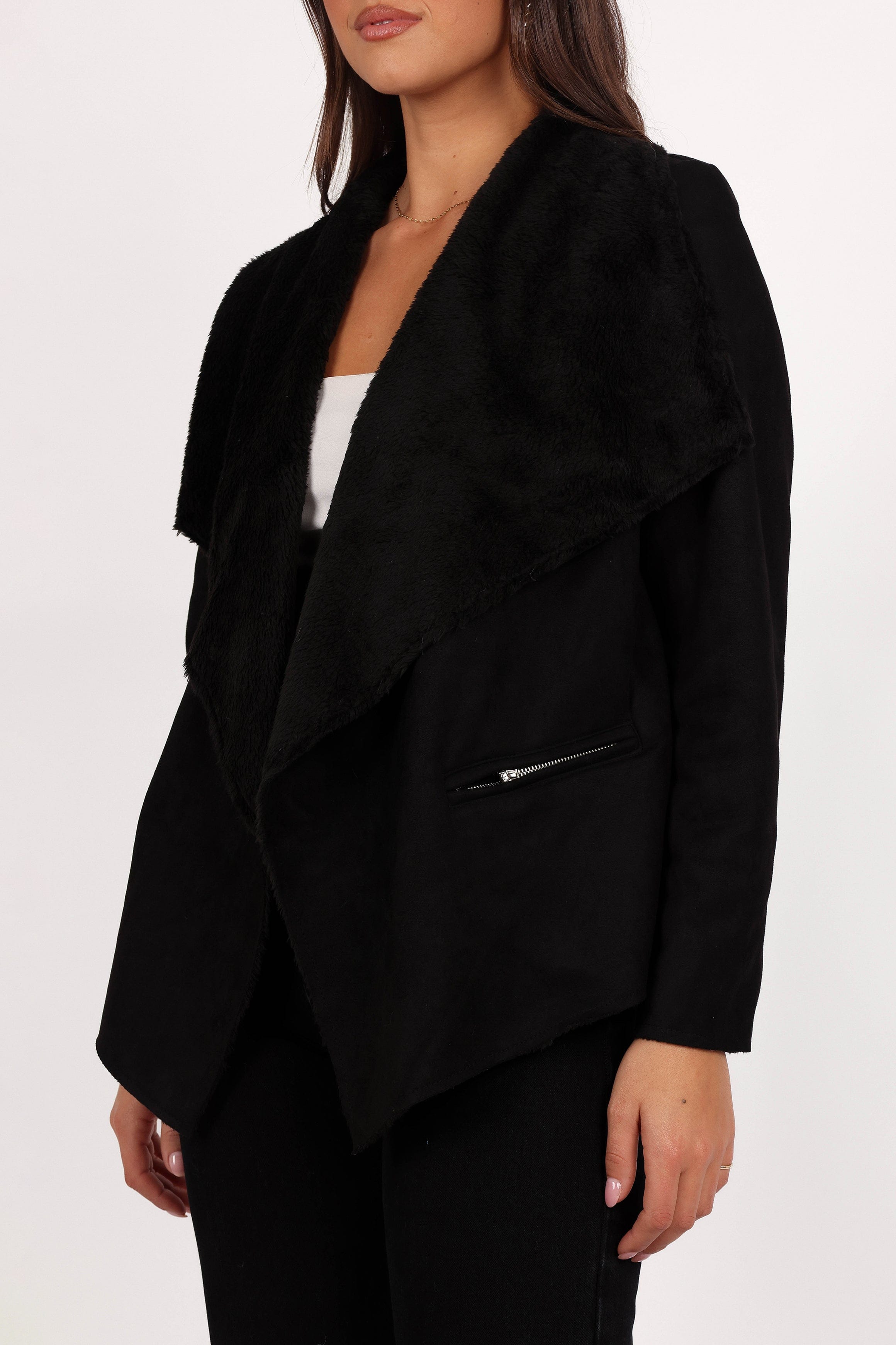 Petal and Pup USA OUTERWEAR Lopez Faux Sherling Jacket - Black