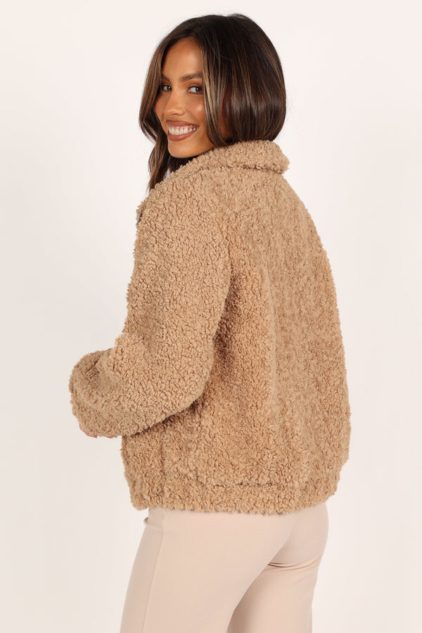 Petal and Pup USA OUTERWEAR Lucia Zip Front Teddy Jacket - Camel