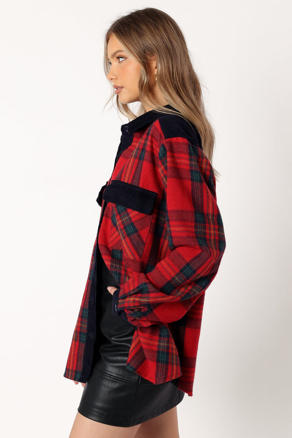 Petal and Pup USA OUTERWEAR Lucille Plaid Shacket - Red/Navy